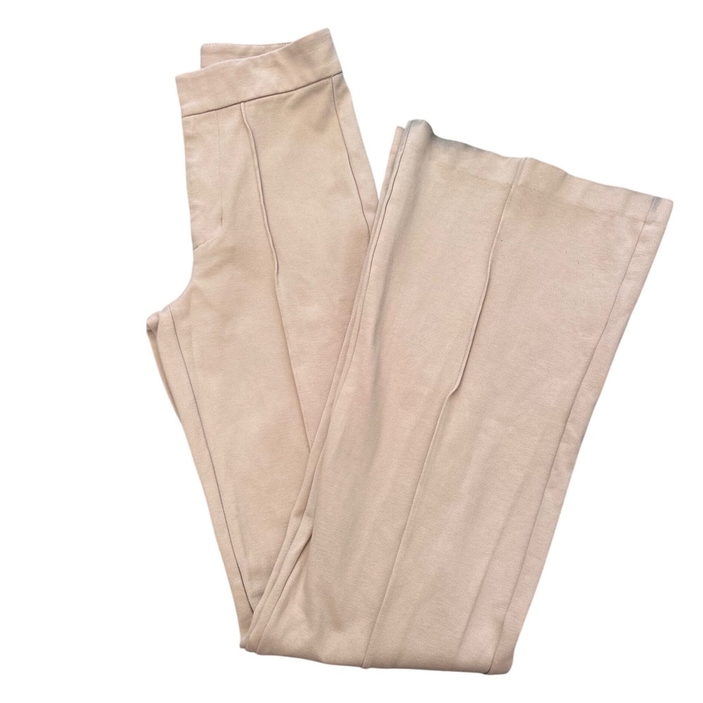 A New Day Womens Tan Beige High Rise Pintuck Flare Leg Pants Size 2